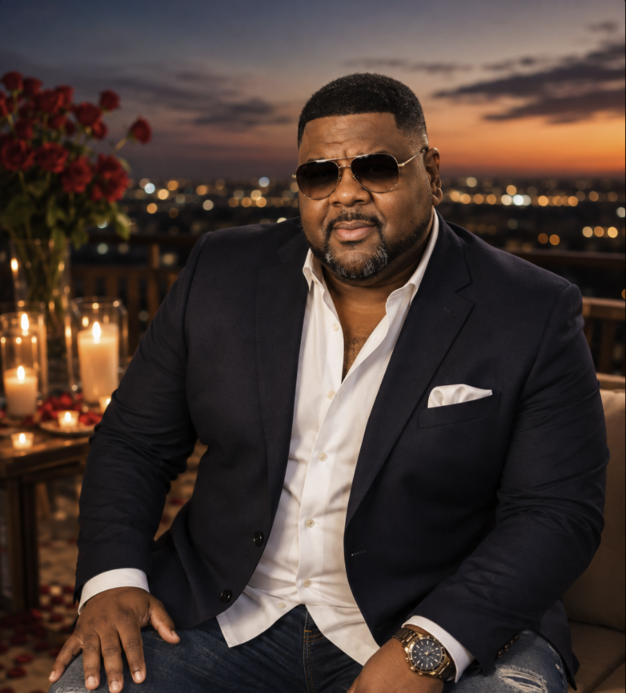 Darrius Garrett seated at sunset